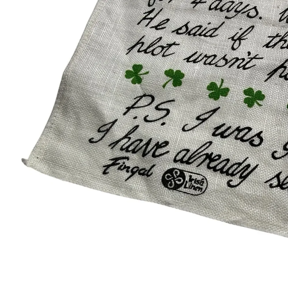 Vintage Fingal Irish Linen Tea Towel A Mothers Letter Irish Humor Ireland